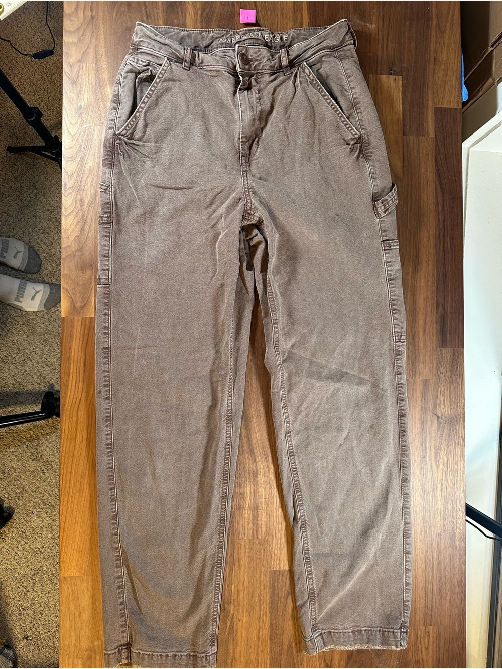American Eagle Brown Carpenter Pants Utility Workwear Straight Leg Y2K